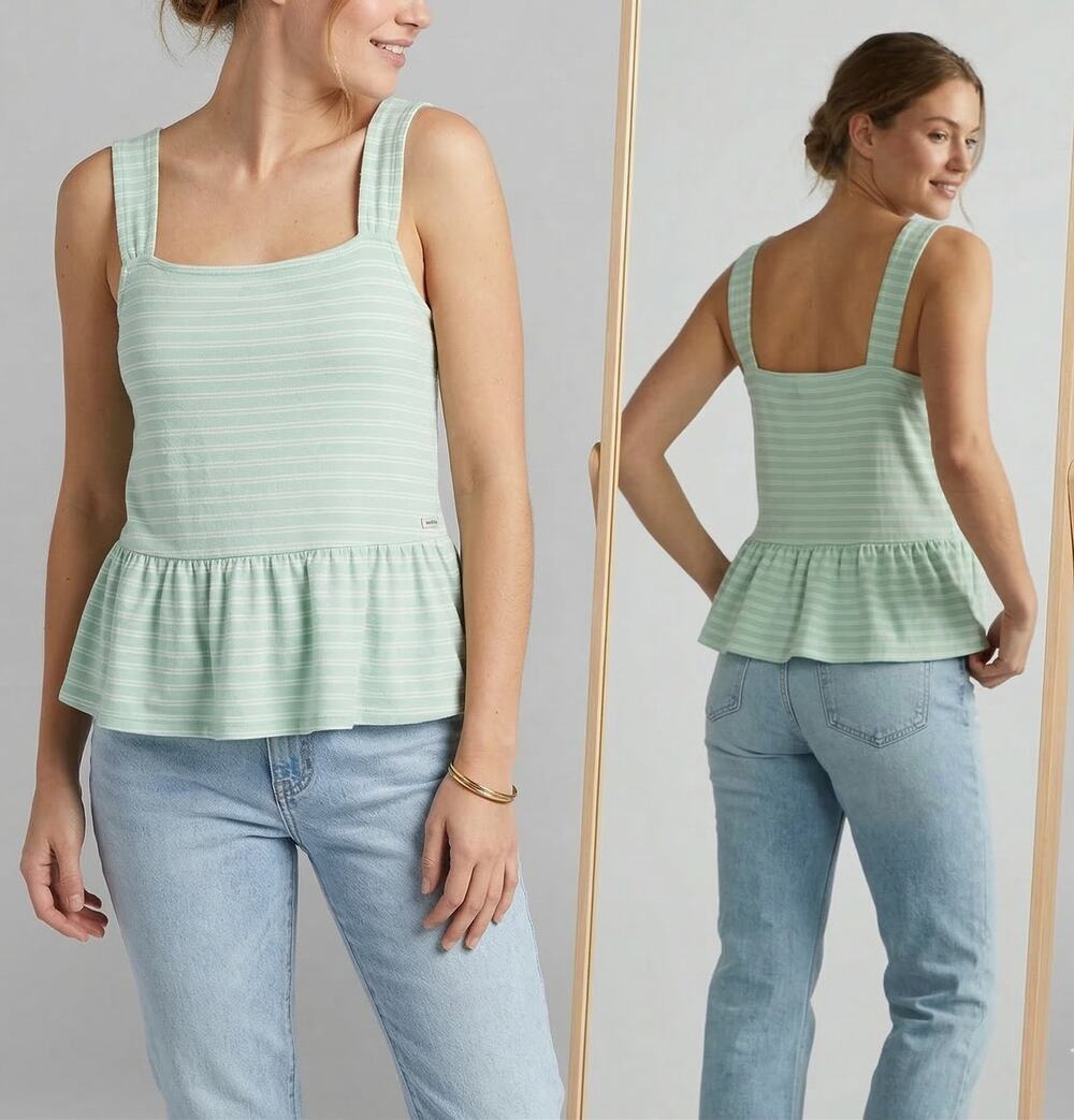 a.n.a A New Approach Peplum Top Sleeveless Medium Green NEW NWT